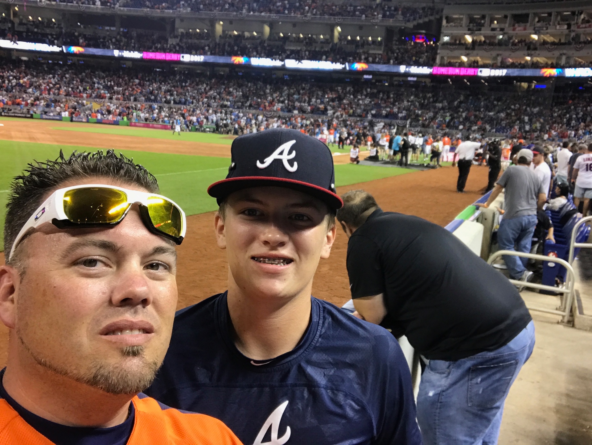 Garrett and Ryan Young on the field at the MLB Home Run Derby